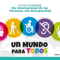 Imagen se ilustra un mapamundi y sobre el en circulos diferentes discapacidades