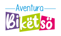 Logo morado, verde y azulo de Aventura Bikëtsö