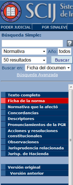 Menú de SCIJ