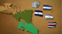 Gráfico que muestra un mapa de centroamerica y las banderas de los países