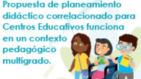 Tres niños juntos, una en silla de ruedas, un niño con lentes y un cuaderno y otra niña con un bolso