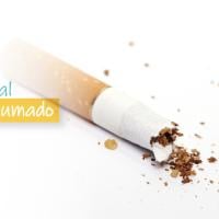 Un afiche con un cigarro fragmentado a la mitad.
