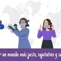 Se observan tres personas realizando labores de protección y desinfección.