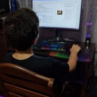 Estudiante realiza tareas en la computadora 