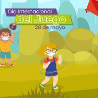 Se ilustra niños con tapabocas jugando en un parque.
