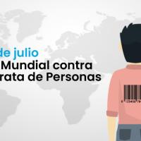Afiche dos personas de diferente género con un código de barras en la espalda.