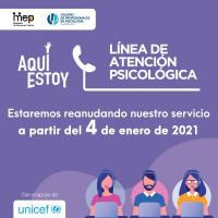 Estaremos reanunando nuestro servicio a partir del 4 de enero del 2021