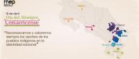 Se ilustra un mapa de Costa Rica, identificando los grupos de los pueblos indíge