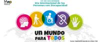 Imagen se ilustra un mapamundi y sobre el en circulos diferentes discapacidades