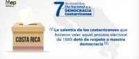 Afiche muestra se ilustra el mapa de Costa Rica y caja de uso electoral 
