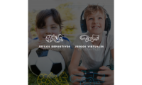 niños sonriendo con el logo de Juegos Deportivos Estudiantiles