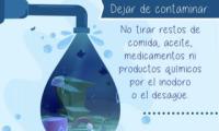 Dejar de contaminar: No tirar restos de comida, aceite, medicamentos ni productos químicos por el inodoro o el desagüe