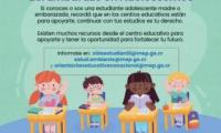 Si conoces o eres una estudiante adolescente madre o embarazada, recordá que en los centros educativos están para apoyarte