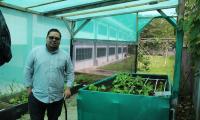Persona de pie junto a una huerta