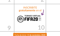 Texto dice inscribite gratuitamente en torneo virtual FIFA 20