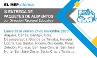 Fecha de entrega de alimentos por Dirección Regional de Educación